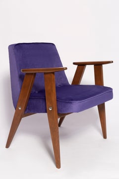 Mid-Century 366 Armchair in Purple Velvet, by Jozef Chierowski, Europe 1960s