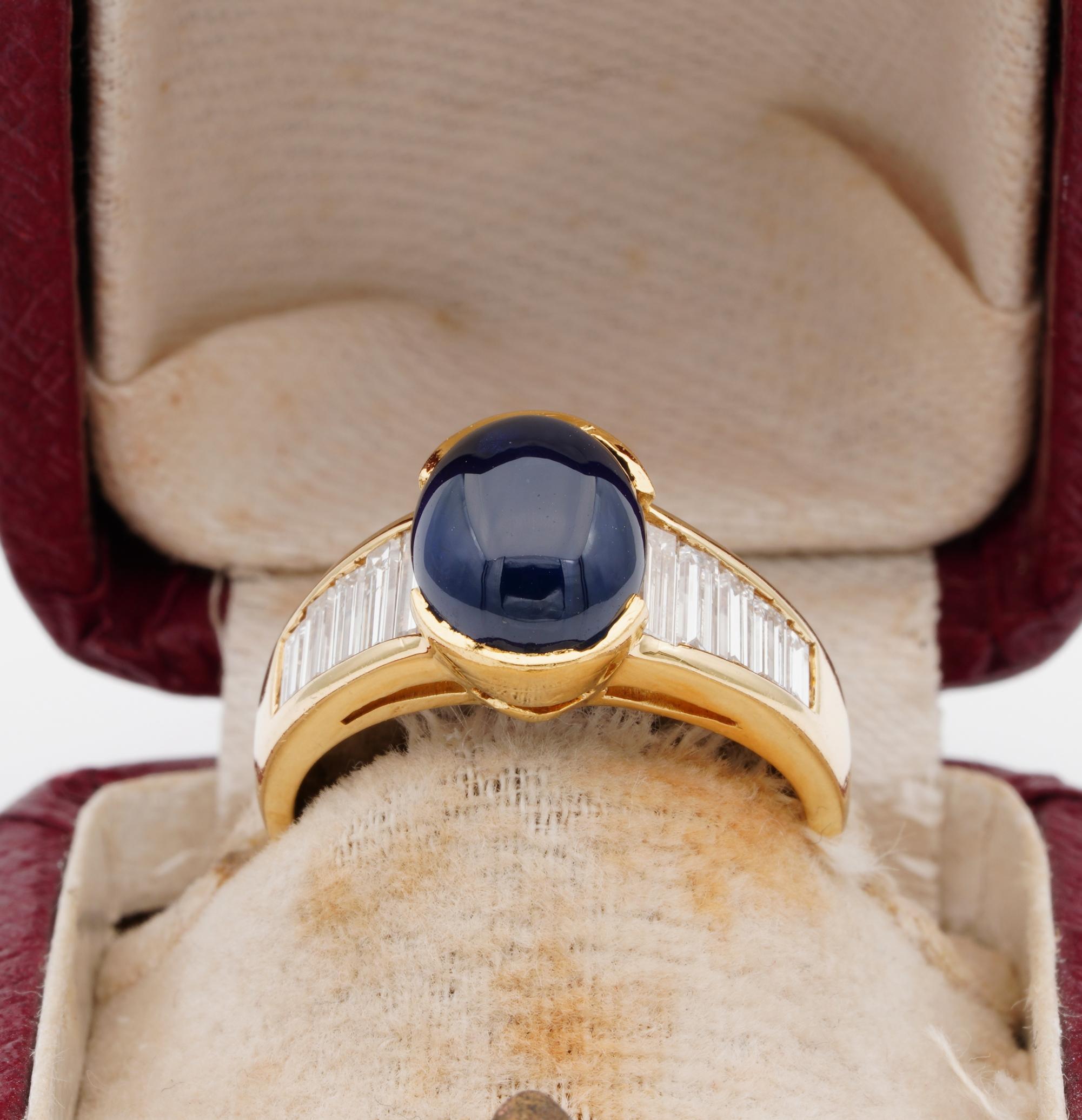 Sleek design and Quality

An exquisite Mid Century fashionable ring finely hand crafted as individual piece of jewellery, great quality
18 KT solid gold made, Italian Origin
Sleek yet elegant in design could be a fantastic engagement ring
Aged 1970