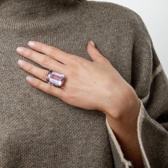 Mid Century 38.00 carat amethyst 14k white gold cocktail ring