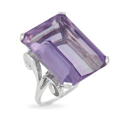 Mid Century 38.00 carat amethyst 14k white gold cocktail ring