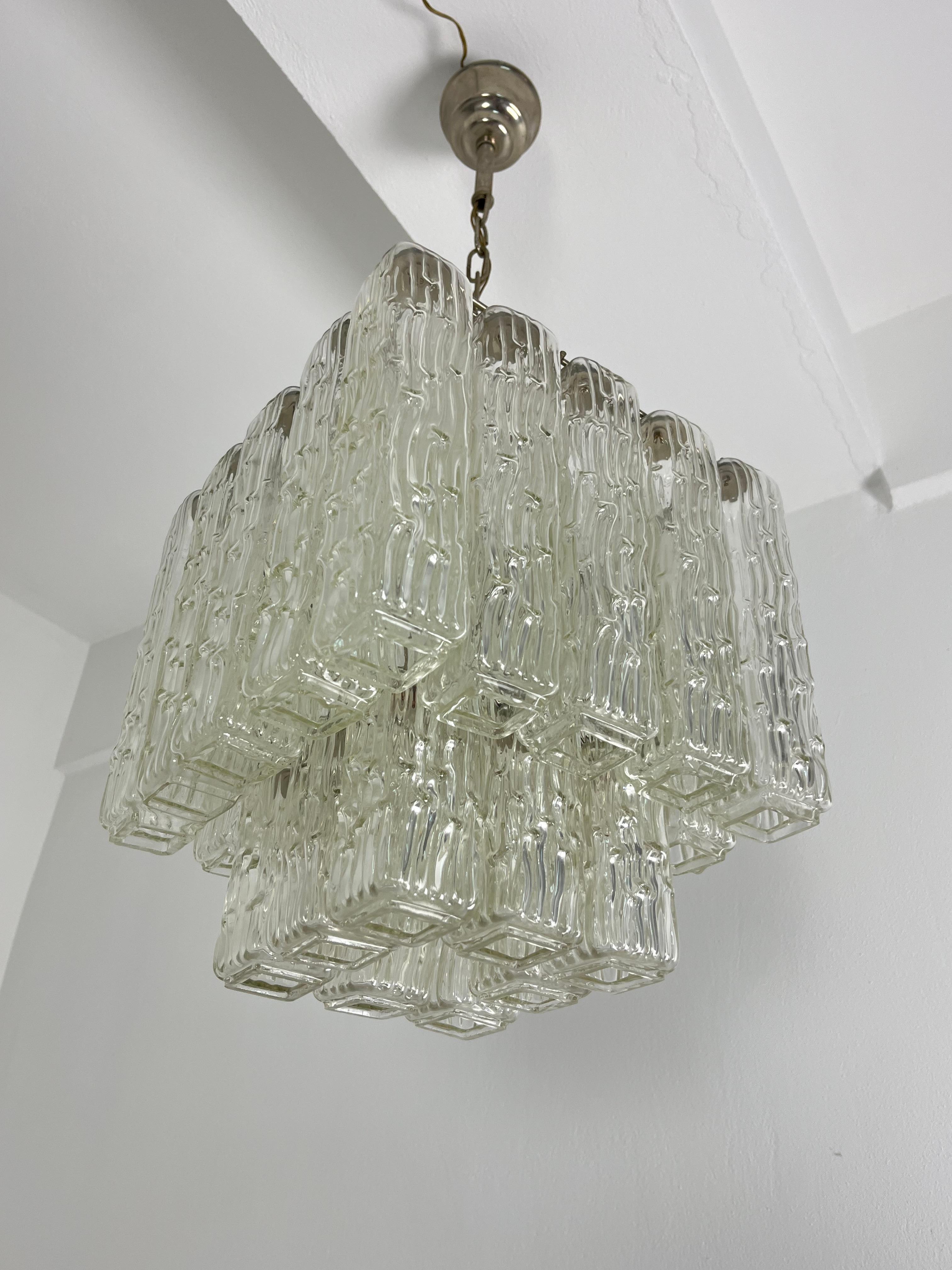 Lampadario a 4 luci in vetro di Murano della metà del secolo scorso, anni '50 In condizioni buone in vendita a Palermo, IT
