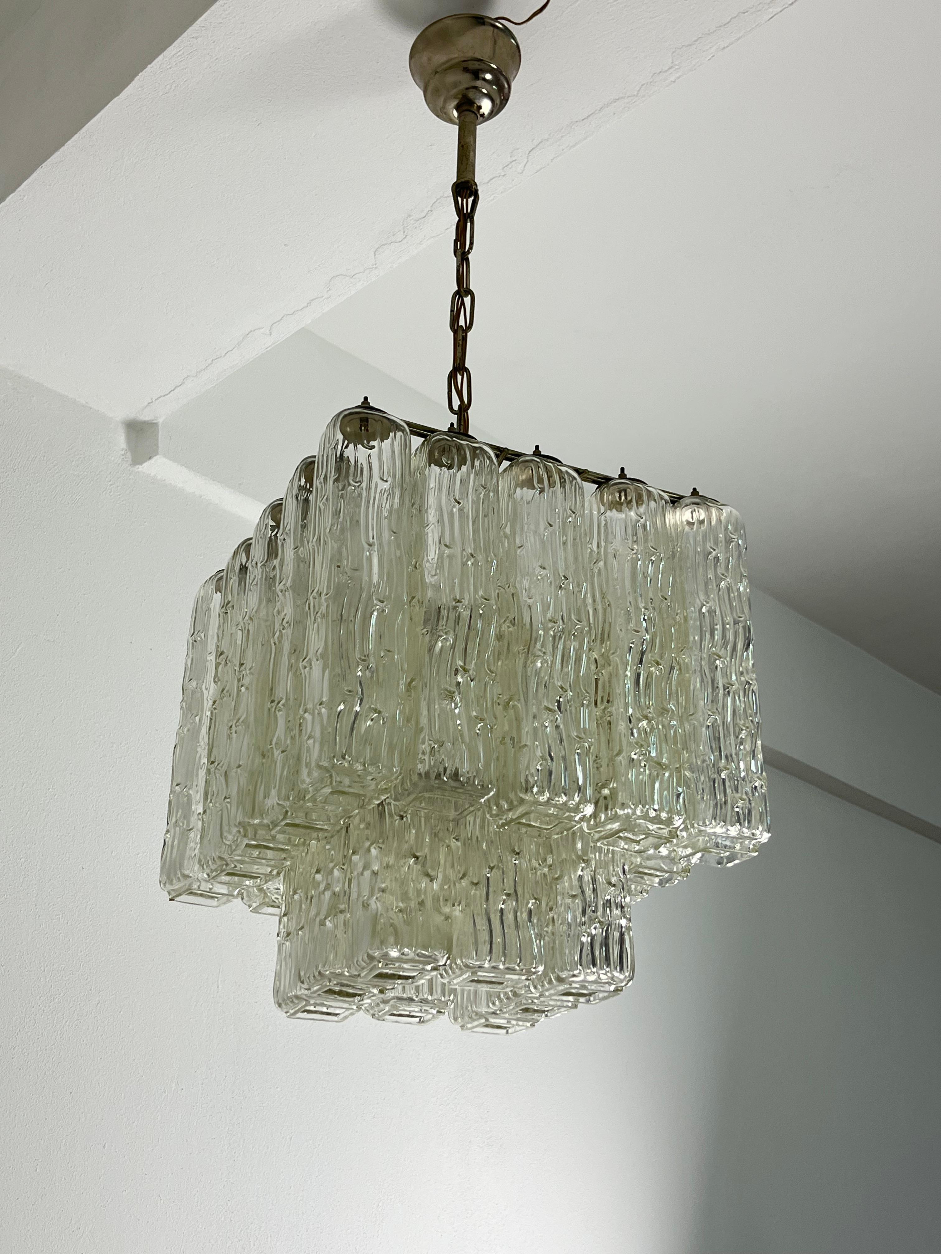 Lampadario a 4 luci in vetro di Murano della metà del secolo scorso, anni '50 in vendita 1