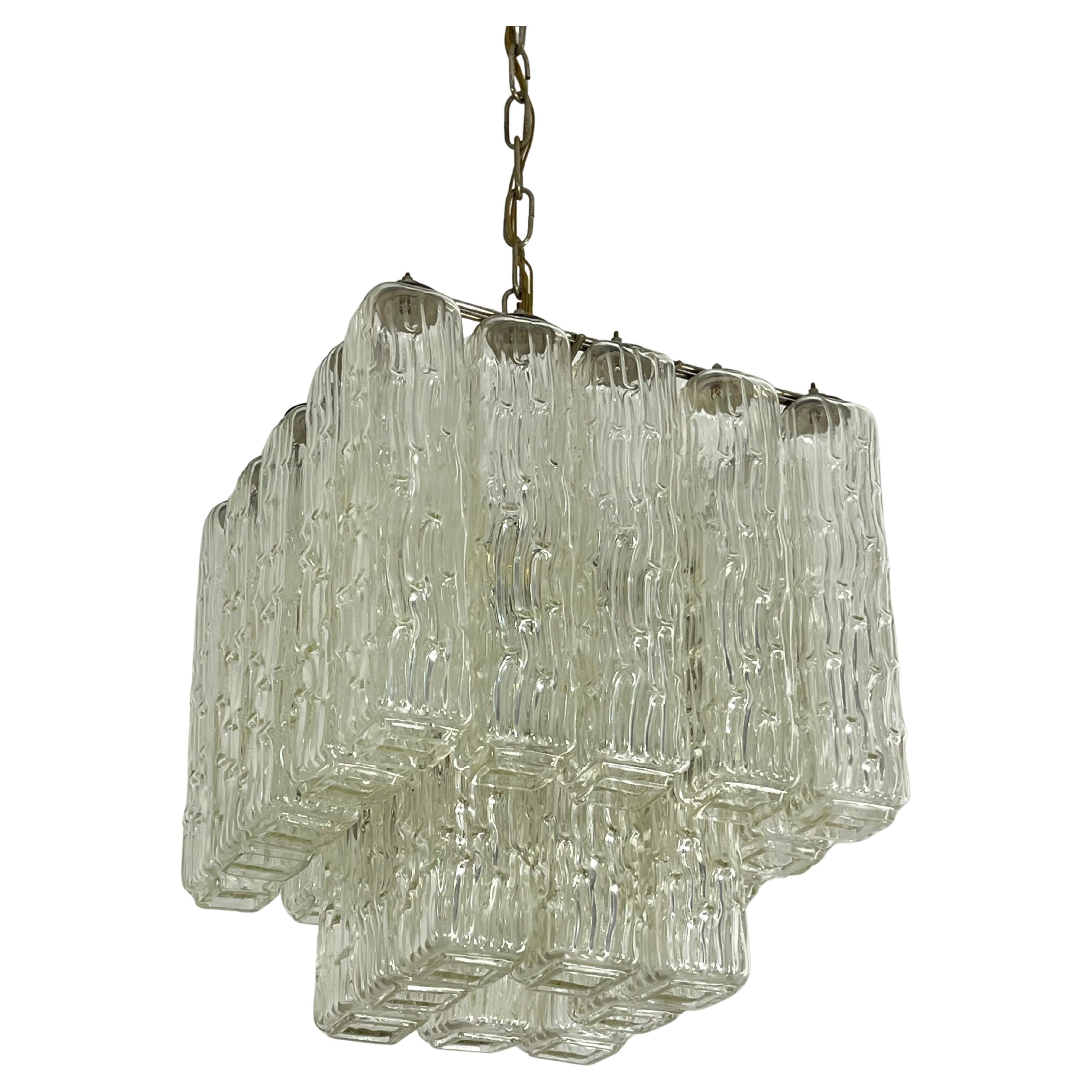 Lampadario a 4 luci in vetro di Murano della metà del secolo scorso, anni '50