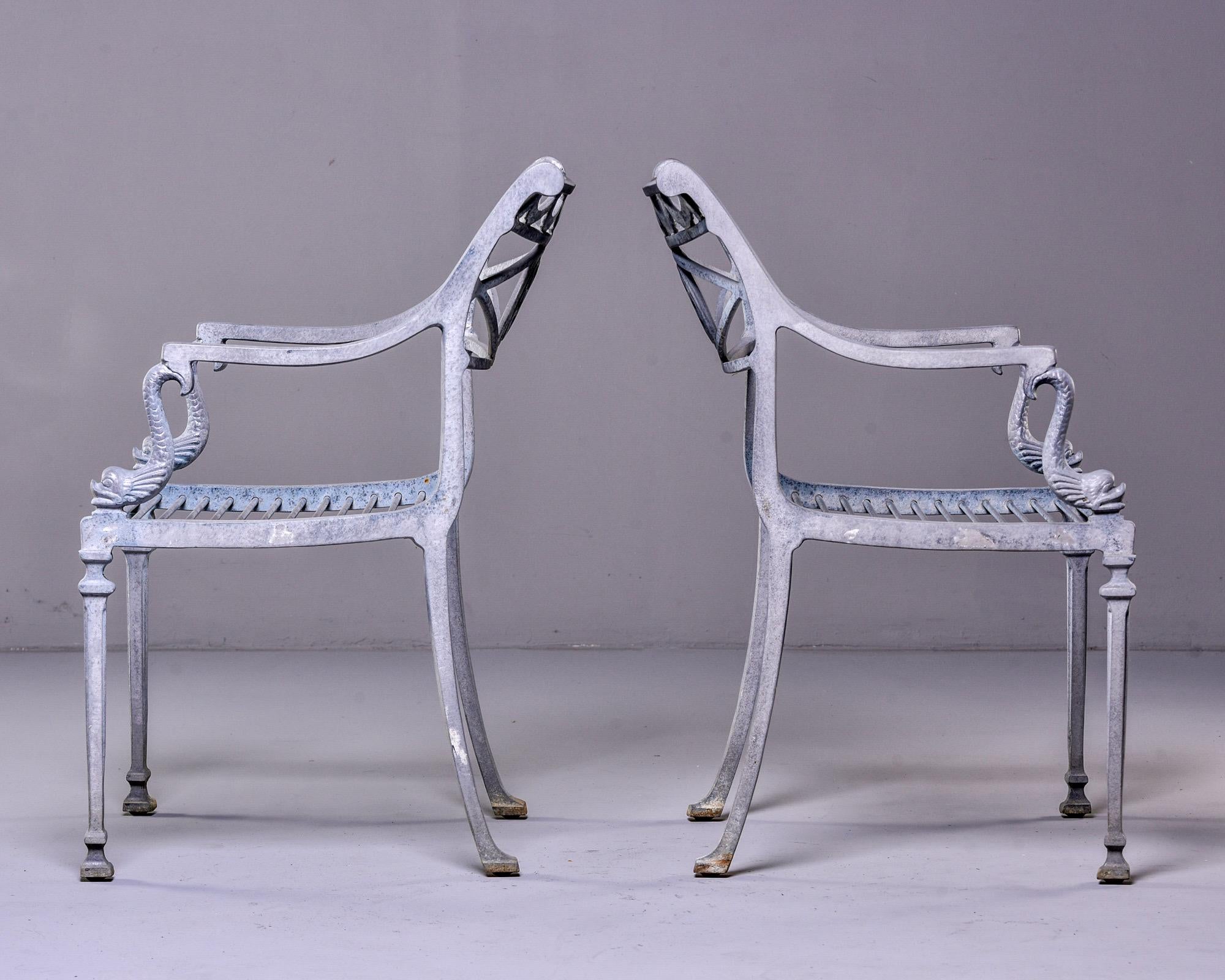 Mid Century 4 Pc Neoclassical Style Cast Aluminum Patio Set Attributed to Molla 6