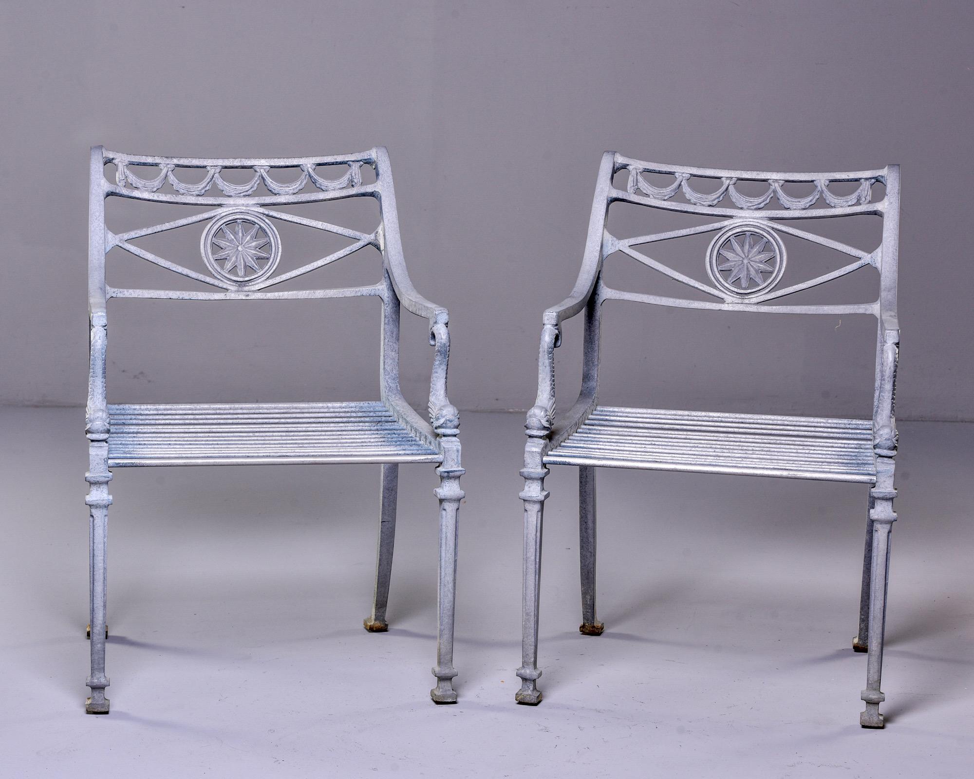 Mid Century 4 Pc Neoclassical Style Cast Aluminum Patio Set Attributed to Molla 8