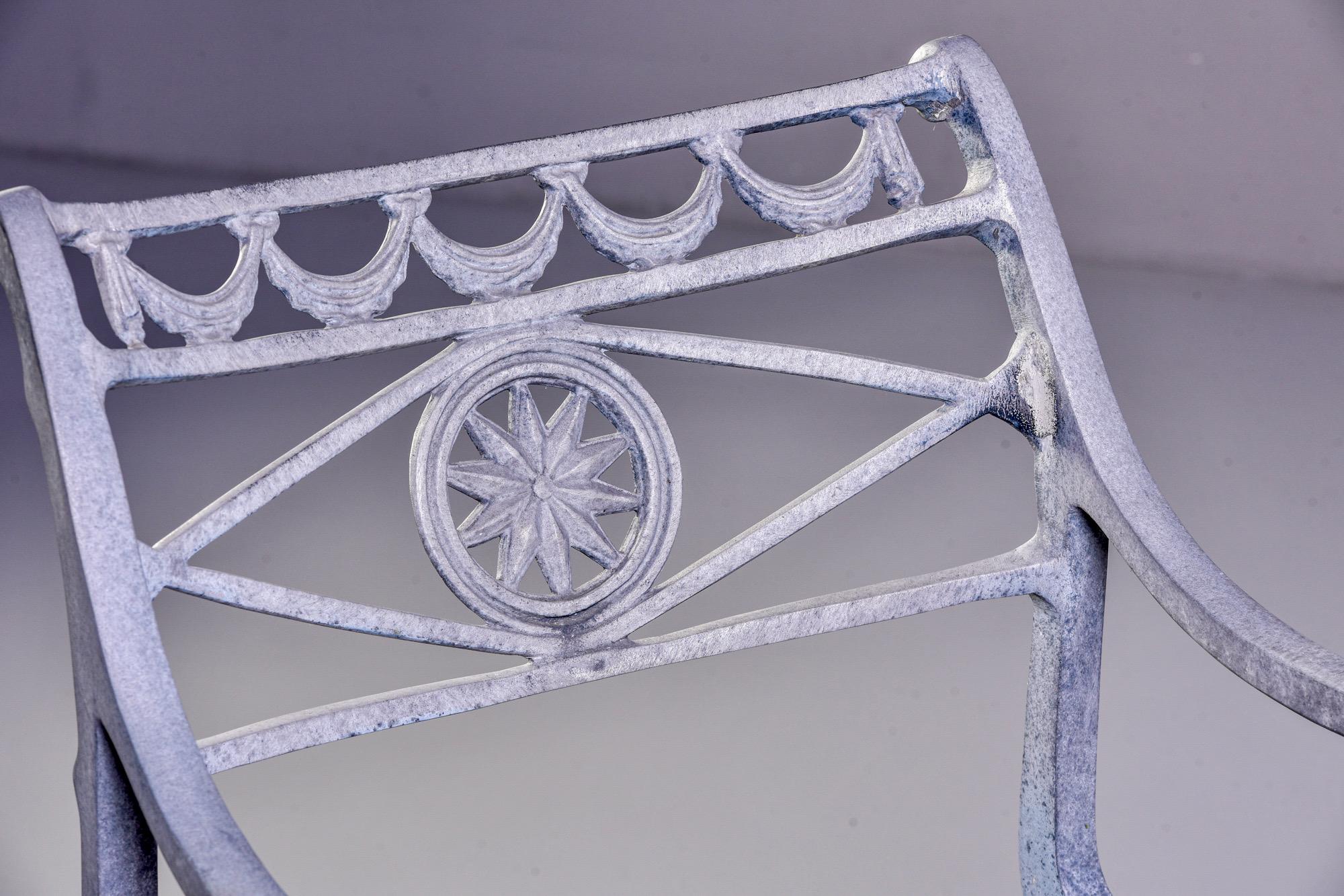 Mid Century 4 Pc Neoclassical Style Cast Aluminum Patio Set Attributed to Molla 9