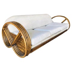Canapé-lit Mid Century 4 Strand Round Pretzel avec lit escamotable