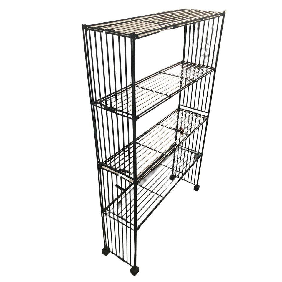 American Mid-Century 4-Tier Iron Wire Art Display Shelf Bookshelf, Pair For Sale