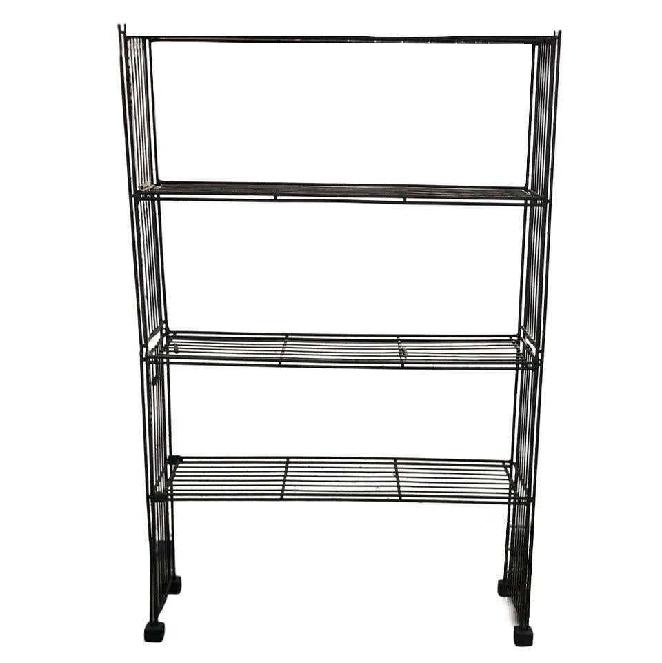 Mid-Century 4-Tier Iron Wire Art Display Shelf Bookshelf, Pair In Excellent Condition For Sale In Van Nuys, CA