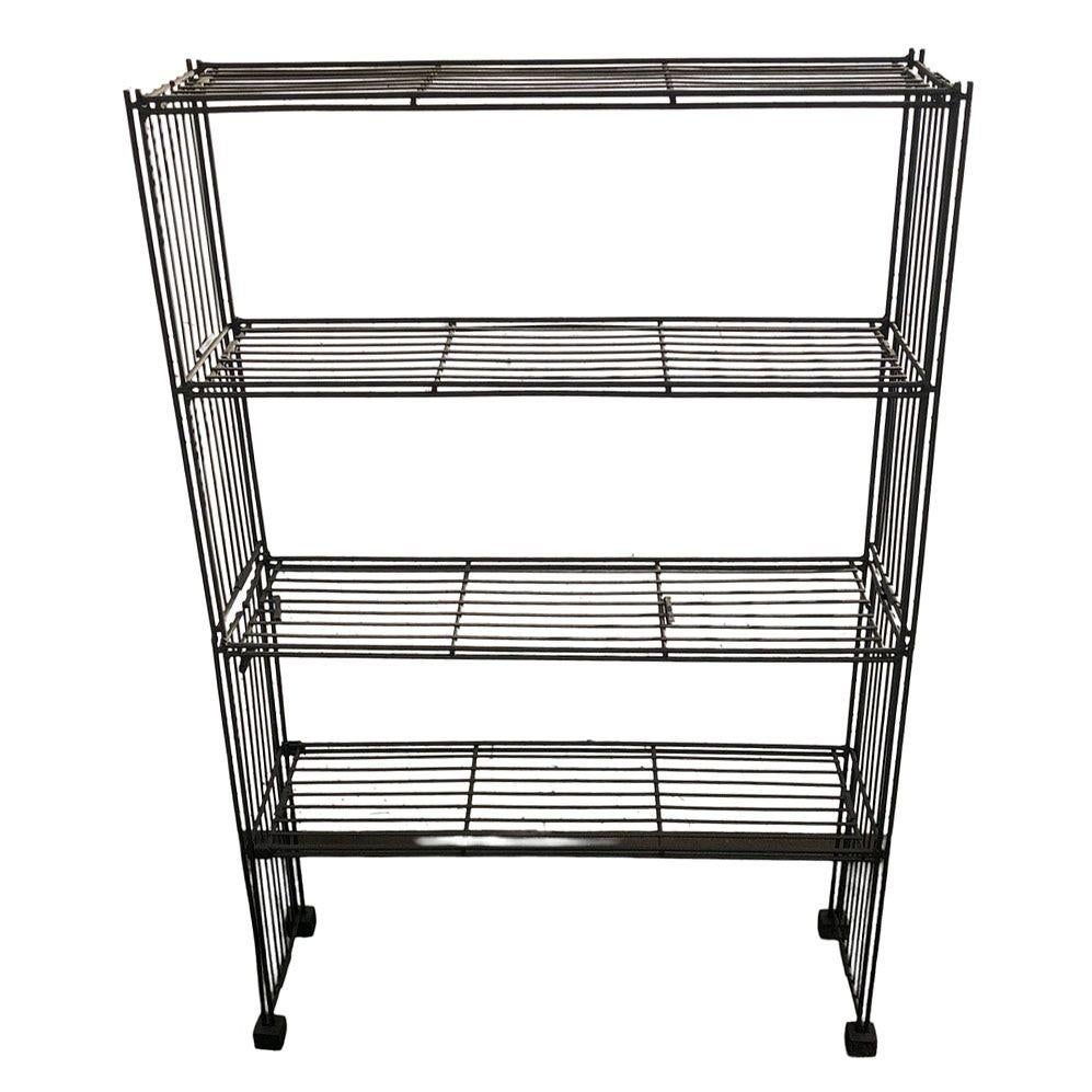 Mid-20th Century Mid-Century 4-Tier Iron Wire Art Display Shelf Bookshelf, Pair For Sale