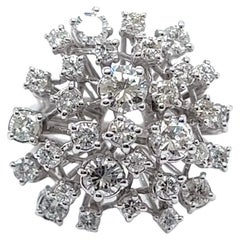 Mid Century 4.00 Carats Brilliant Cut Diamonds Platinum Cluster Cocktail Ring