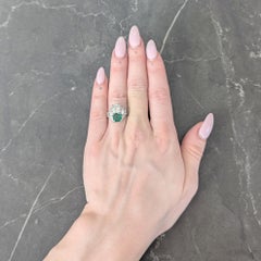 Mid-Century 4.00 CTW Asscher Cut Diamond Emerald 14 Karat White Vintage Ring