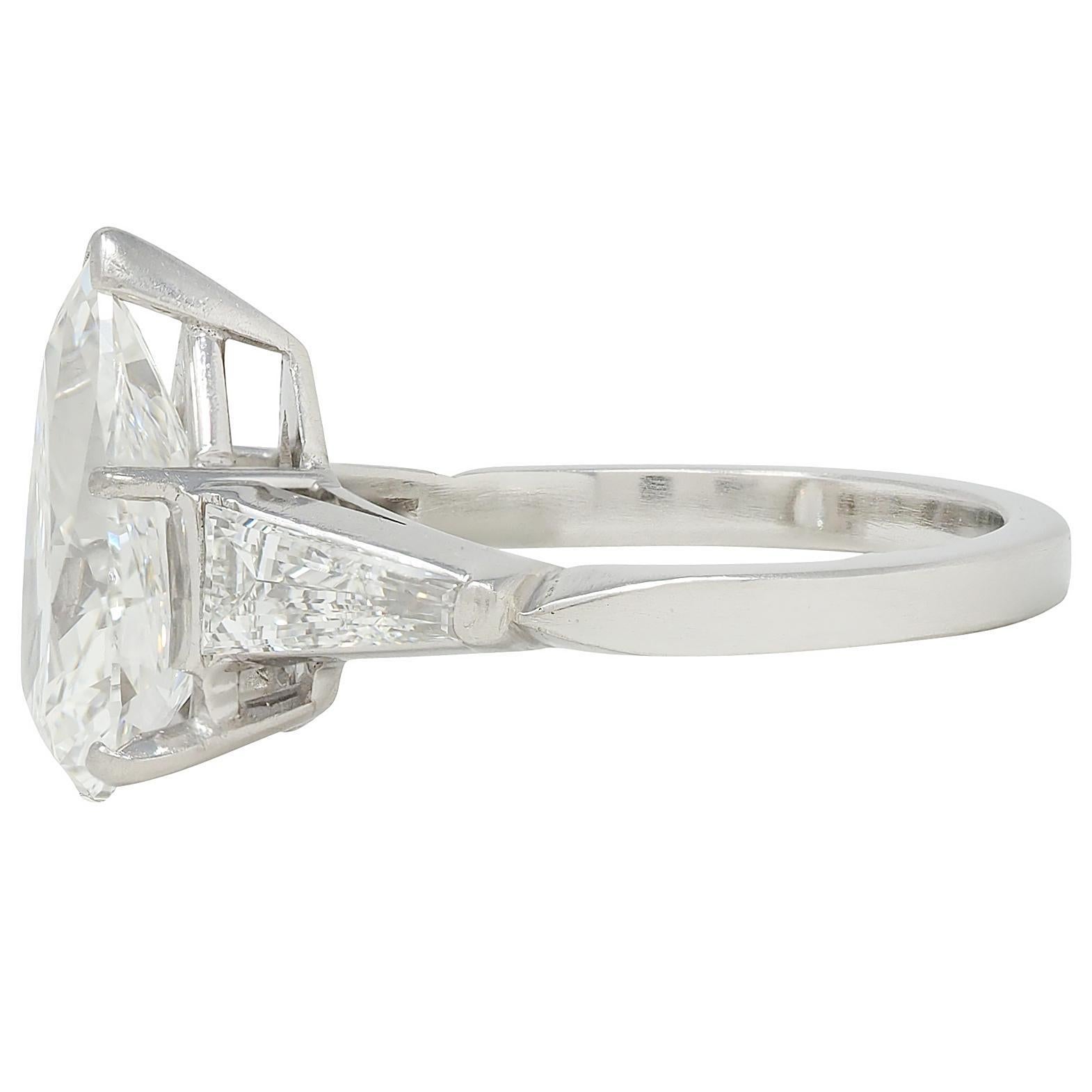 De las mujeres Medio Siglo 4.04 CTW Diamante Pera Platino Anillo de Compromiso Vintage Tres Piedras en venta