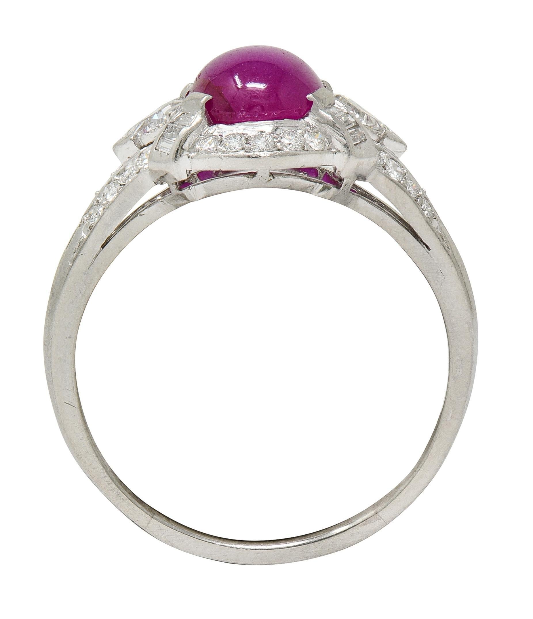 Anello Vintage By di metà secolo con diamante e rubino a stella da 4,10 CTW in platino in vendita 5