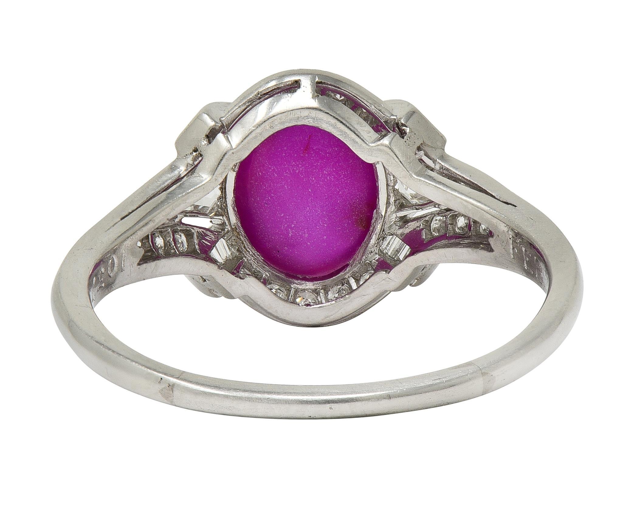 Anello Vintage By di metà secolo con diamante e rubino a stella da 4,10 CTW in platino In condizioni ottime in vendita a Philadelphia, PA
