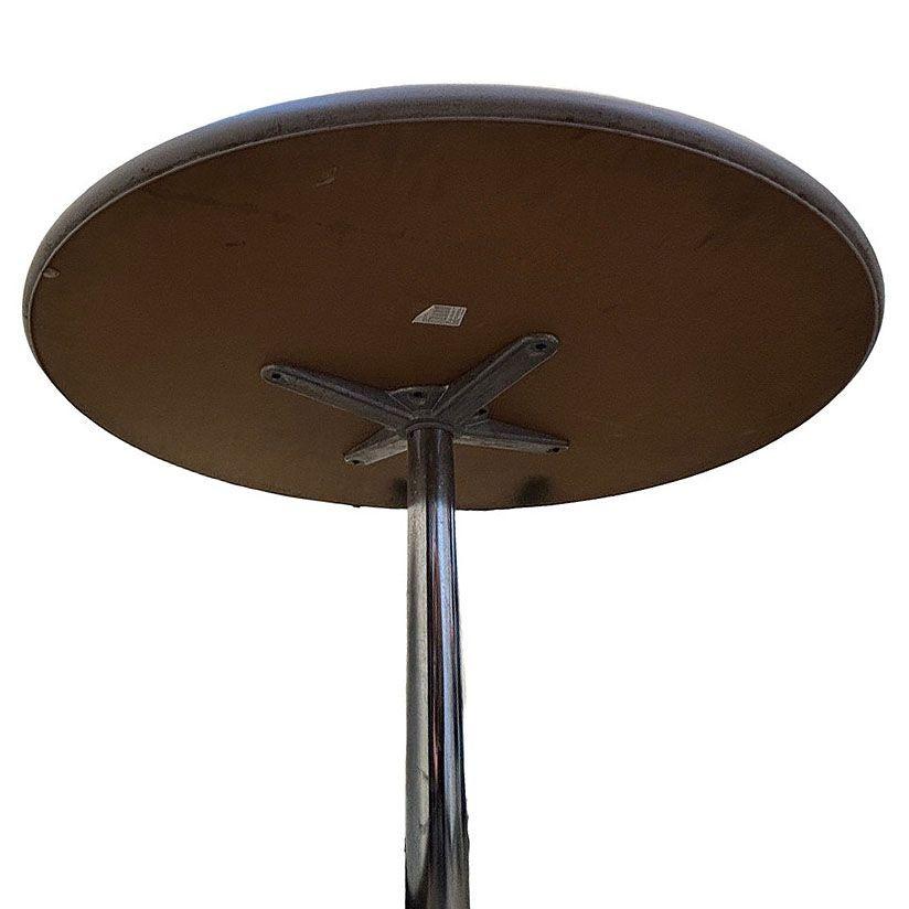 Mid-century 42″ Round Laminate Grey Dining Table w/ Chrome Base by Steelcase In Good Condition For Sale In Van Nuys, CA