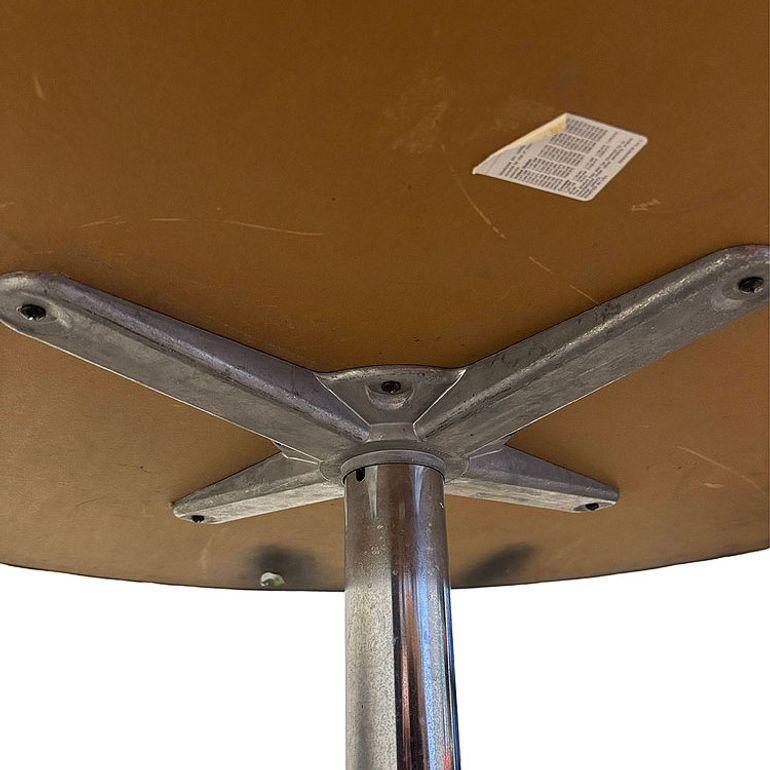 Mid-20th Century Mid-century 42″ Round Laminate Grey Dining Table w/ Chrome Base by Steelcase For Sale