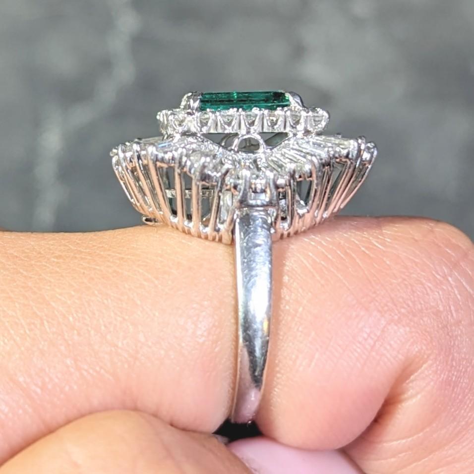 Mid-Century 4.22 CTW Colombian Emerald Diamond Platinum Convertible Ring GIA For Sale 10