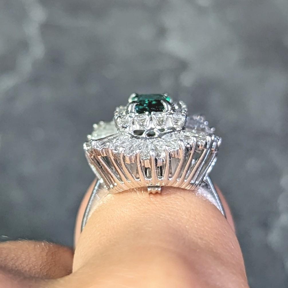 Mid-Century 4.22 CTW Colombian Emerald Diamond Platinum Convertible Ring GIA For Sale 11