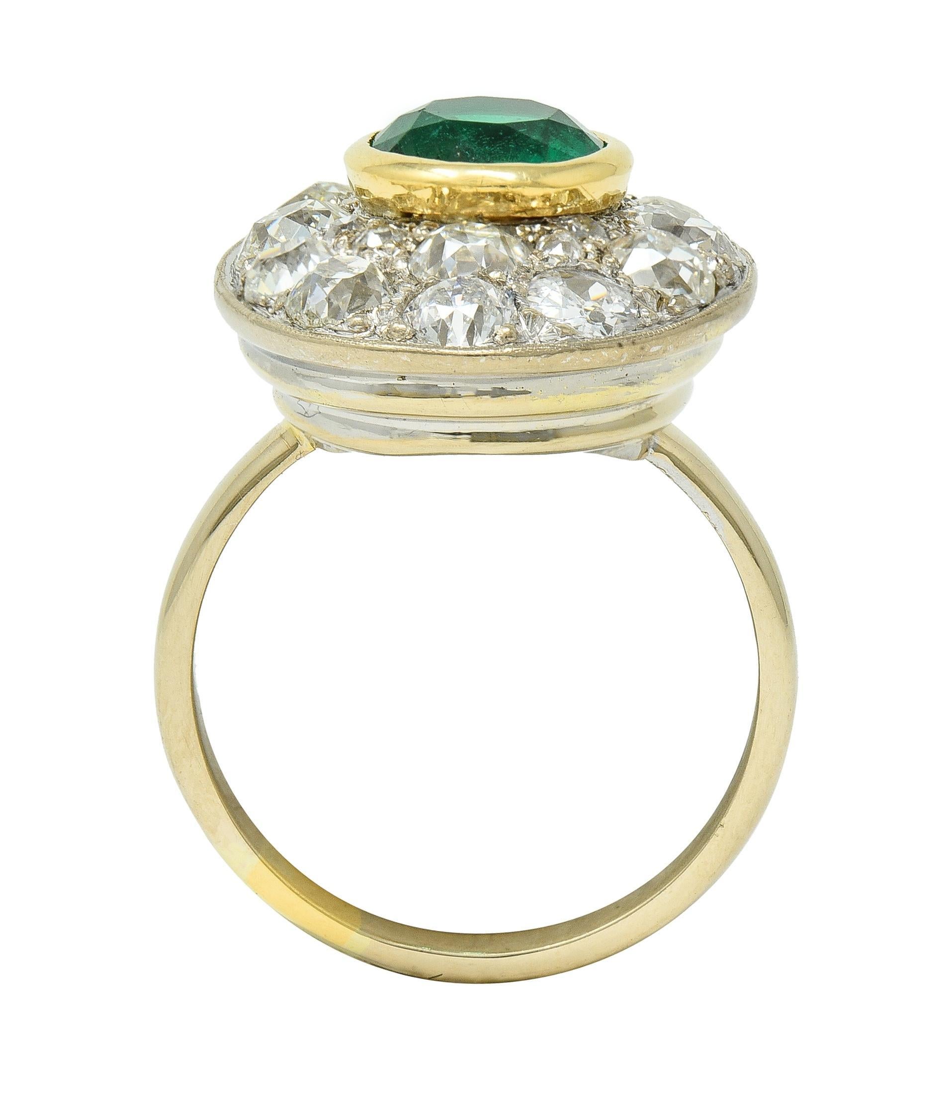Mid-Century 4.22 CTW Emerald Diamond Platinum 18 Karat Gold Ring GIA For Sale 5