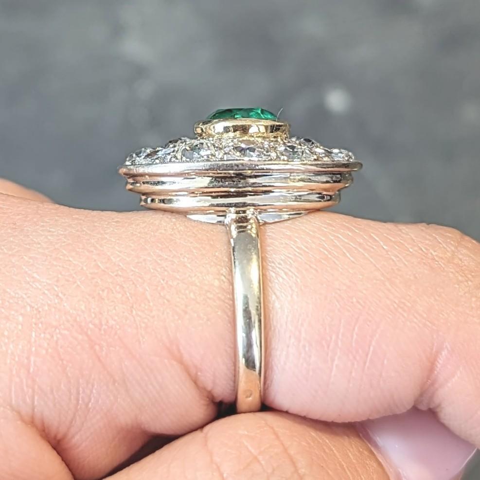 Mid-Century 4.22 CTW Emerald Diamond Platinum 18 Karat Gold Ring GIA For Sale 11