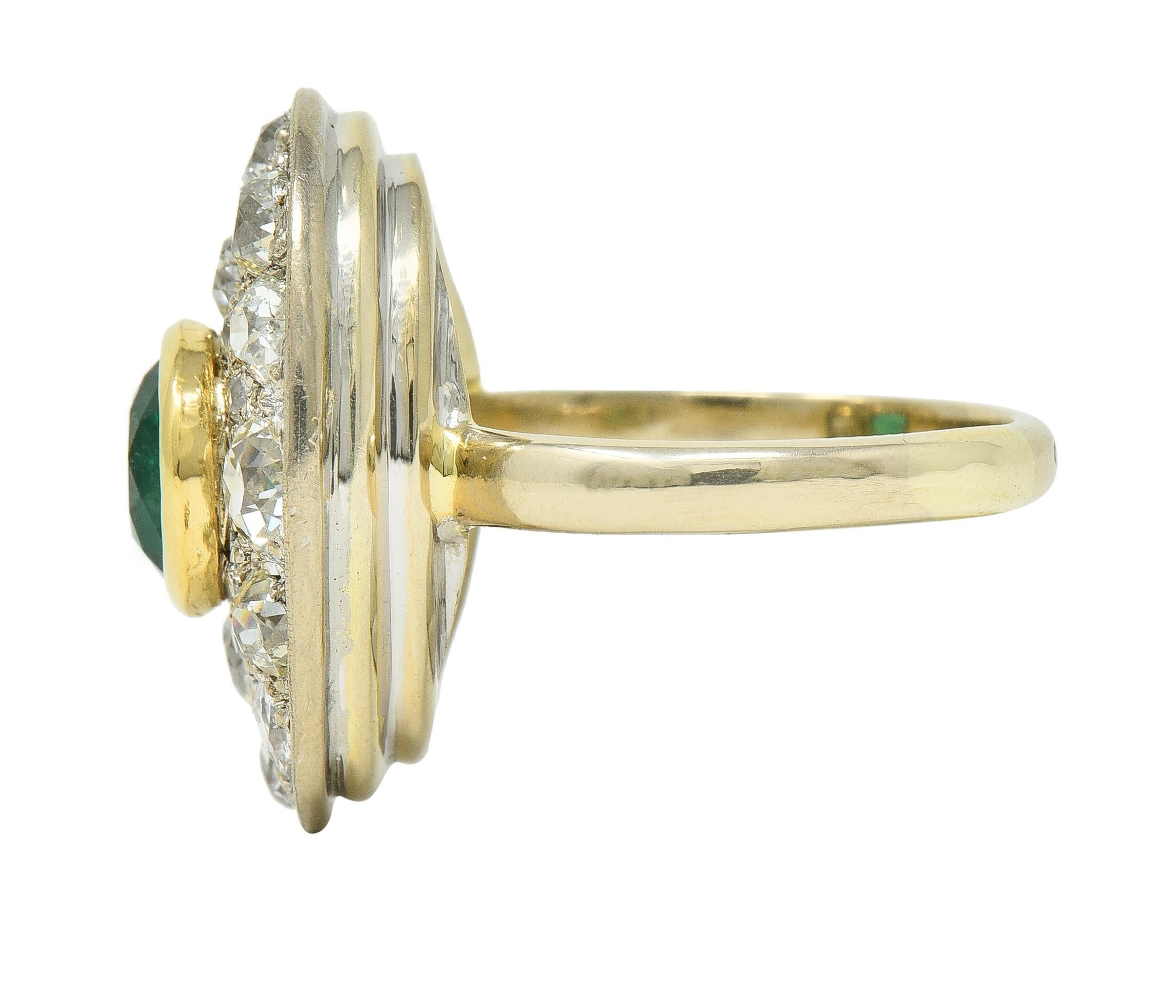 Women's or Men's Mid-Century 4.22 CTW Emerald Diamond Platinum 18 Karat Gold Ring GIA For Sale