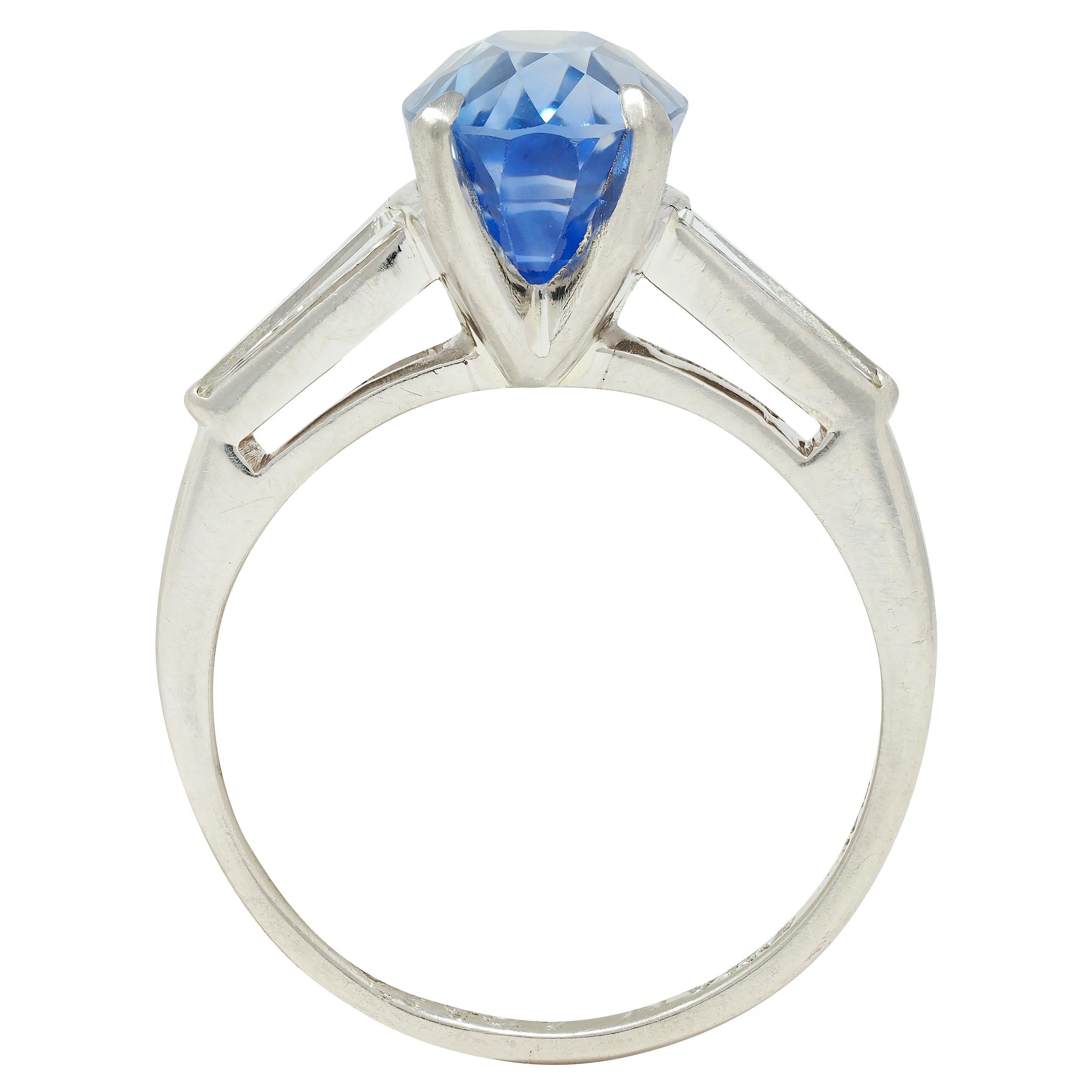 Medio Siglo 4.29 CTW Sin Calor Zafiro de Ceilán Diamante Platino Anillo Vintage GIA en venta 5