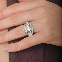Mid Century 4.30 carat total weight diamond platinum cocktail ring