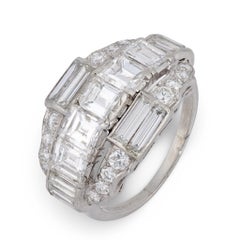Mid Century 4.30 carat total weight diamond platinum cocktail ring