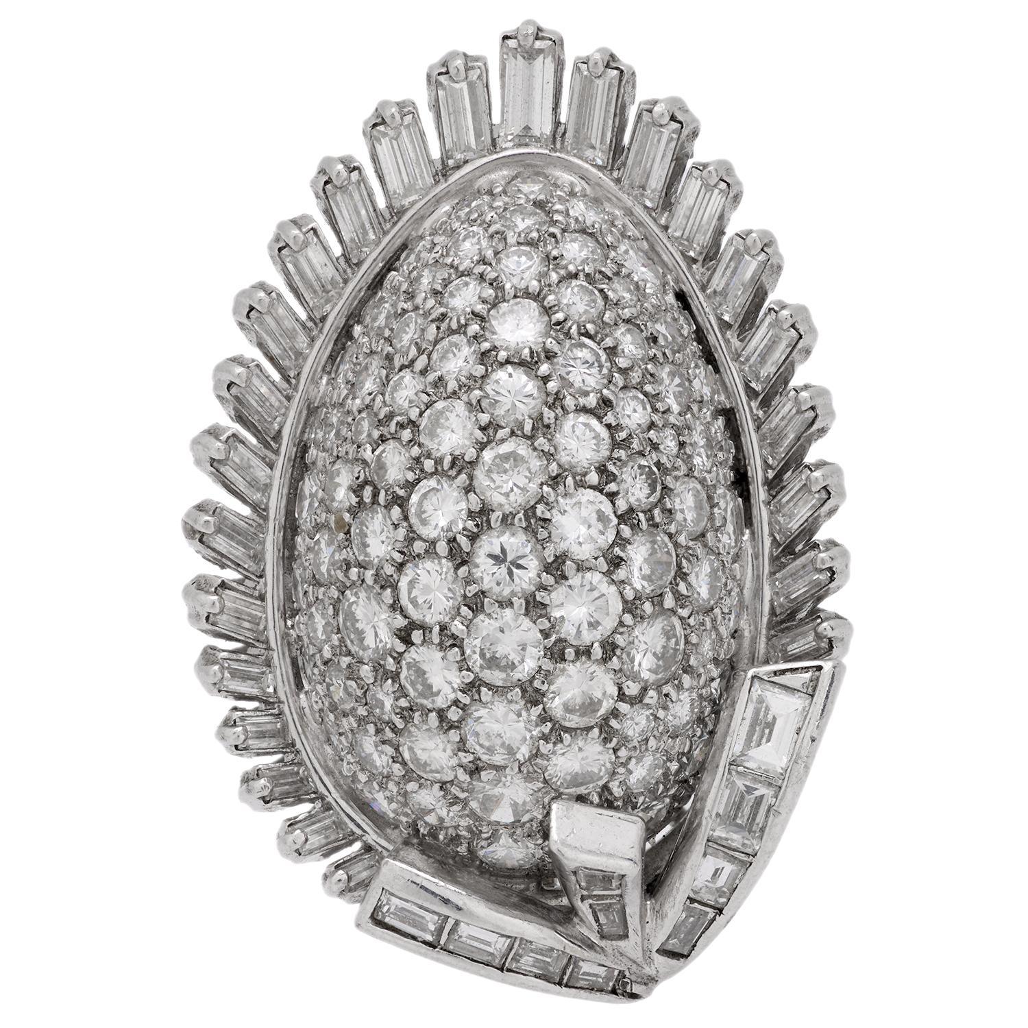 Mid Century 4.50 carat total weight diamond 14k white gold pendant