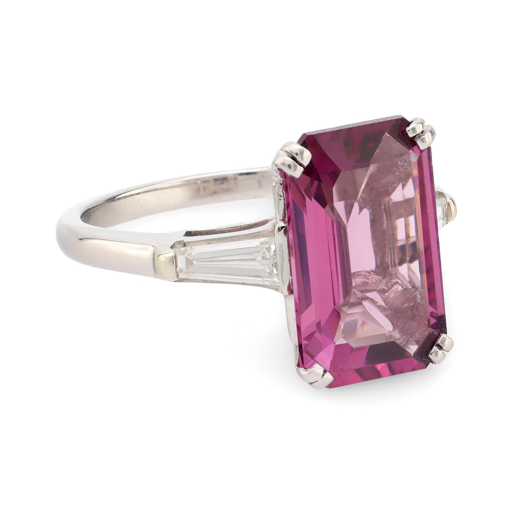 Modern Mid Century 4.70 carat spinel diamond platinum ring