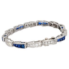 Mid Century 4.85 carat sapphire diamond platinum bracelet