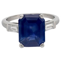 Mid Century 4,97 quilates zafiro diamante anillo de platino