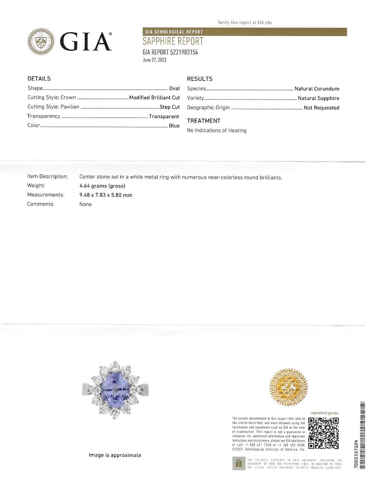 Mid-Century 4,99 CTW unbehandelter Saphir Diamant 14 Karat Gold Vintage Ring GIA im Angebot 9