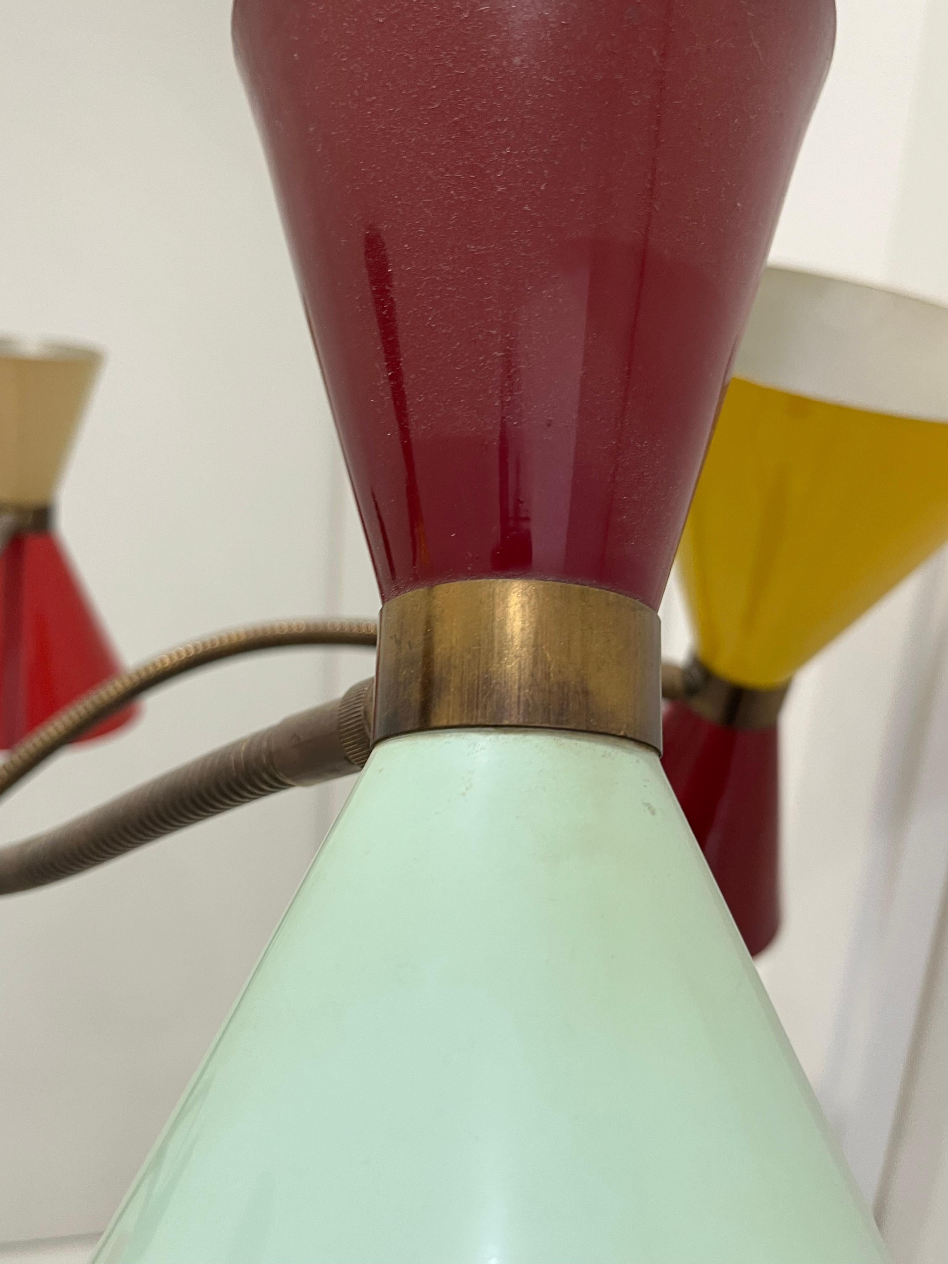 Mid-Century 5-Arm 10 Light Brass Floor Lamp Stilnovo, 1950s For Sale 7
