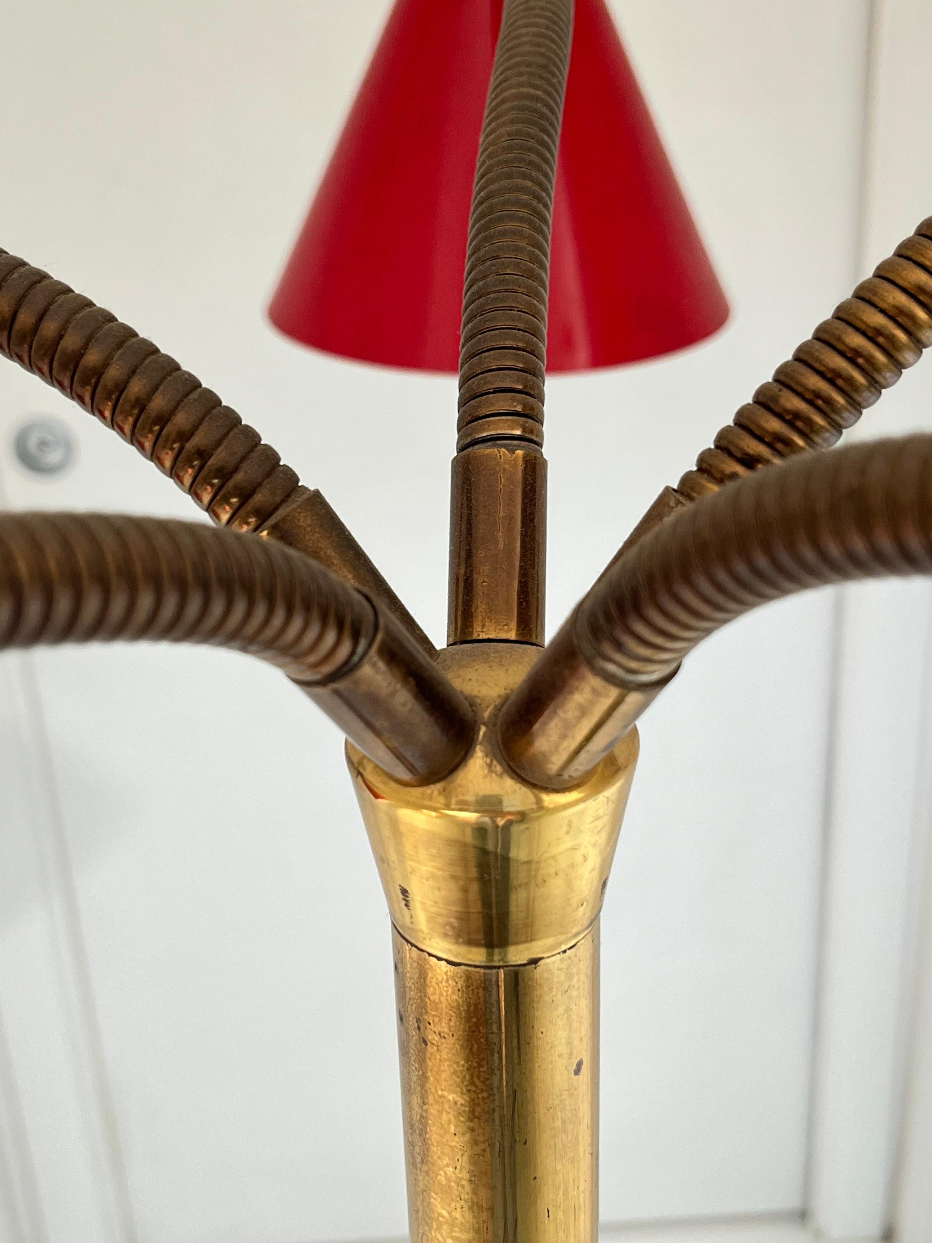 Mid-Century 5-Arm 10 Light Brass Floor Lamp Stilnovo, 1950s For Sale 13
