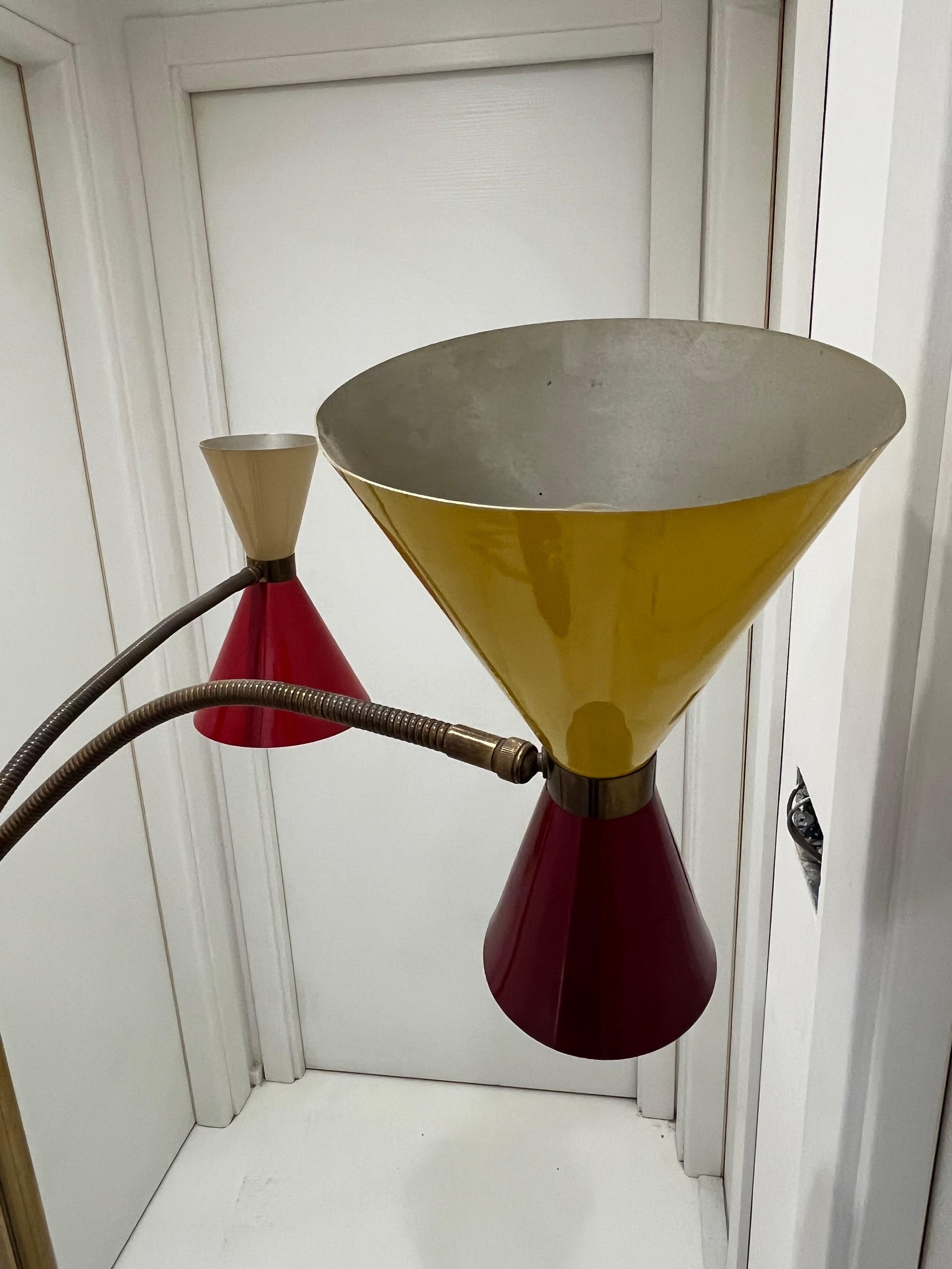 Mid-20th Century Mid-Century 5-Arm 10 Light Brass Floor Lamp Stilnovo, 1950s For Sale