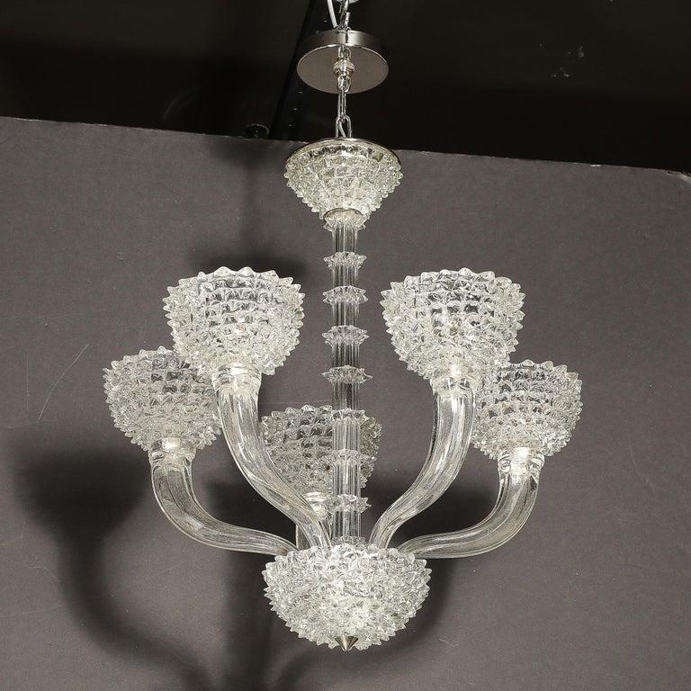 Lampadario a 5 bracci in vetro di Murano soffiato a mano di Barovier&Toso in vendita 3