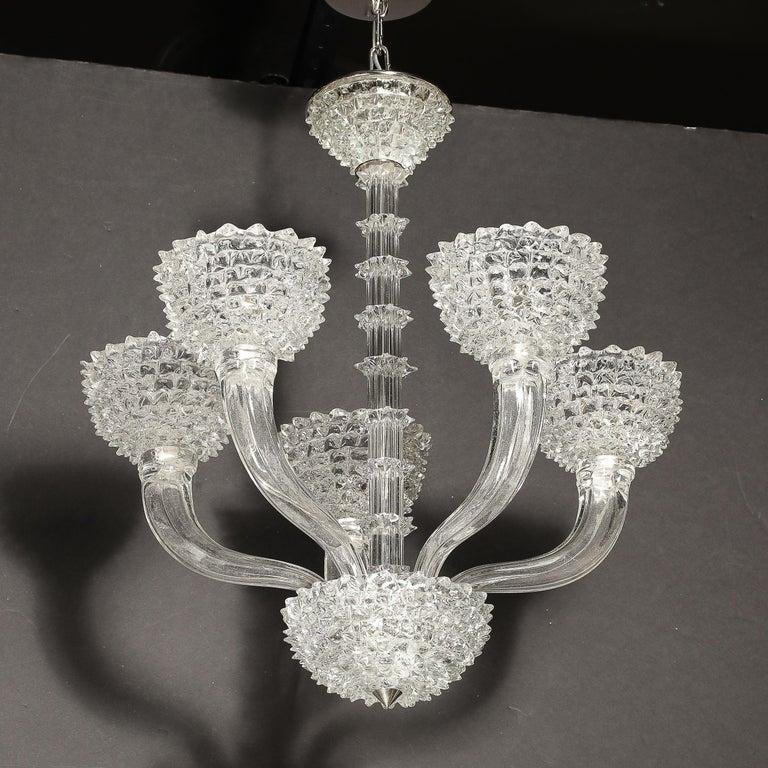 Lampadario a 5 bracci in vetro di Murano soffiato a mano di Barovier&Toso in vendita 5