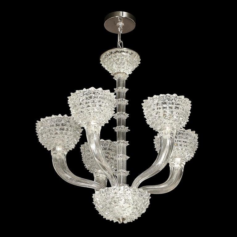 Lampadario a 5 bracci in vetro di Murano soffiato a mano di Barovier&Toso in vendita 10