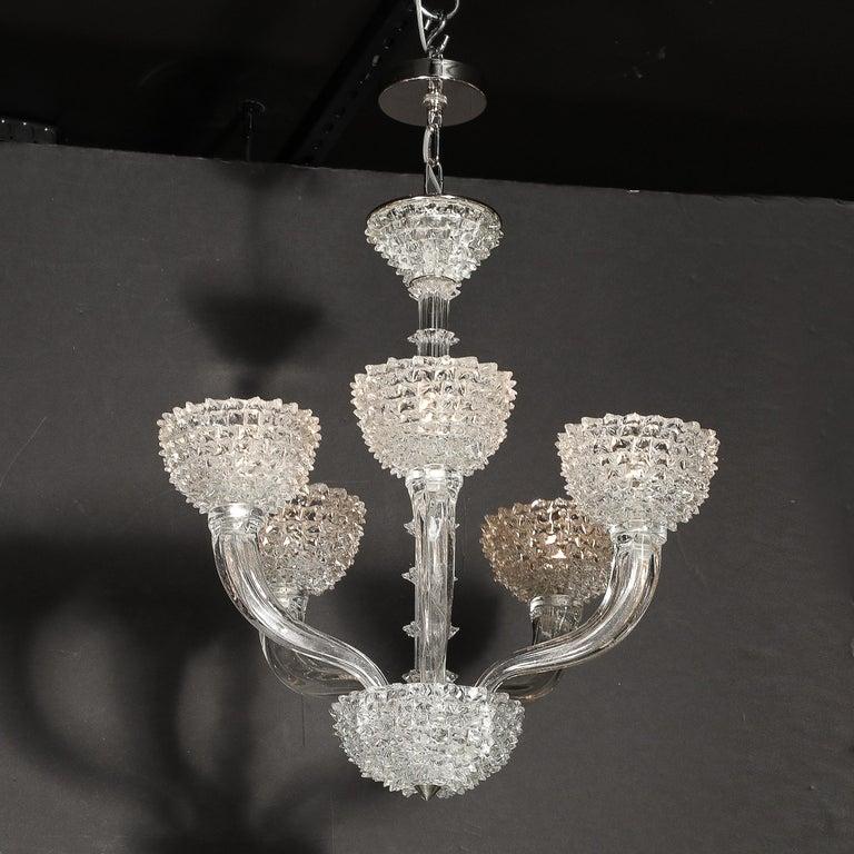 Lampadario a 5 bracci in vetro di Murano soffiato a mano di Barovier&Toso in vendita 11