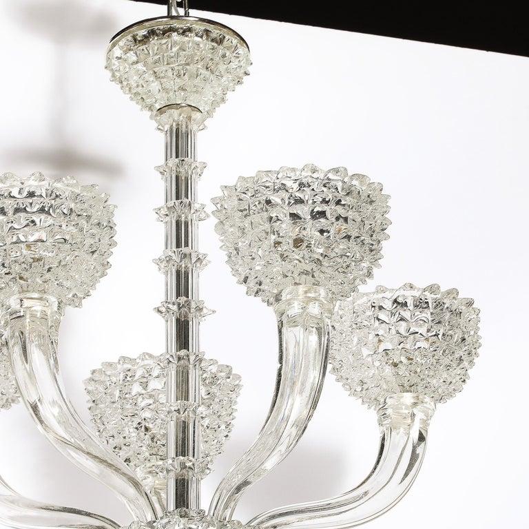 Mid-Century moderno Lampadario a 5 bracci in vetro di Murano soffiato a mano di Barovier&Toso in vendita