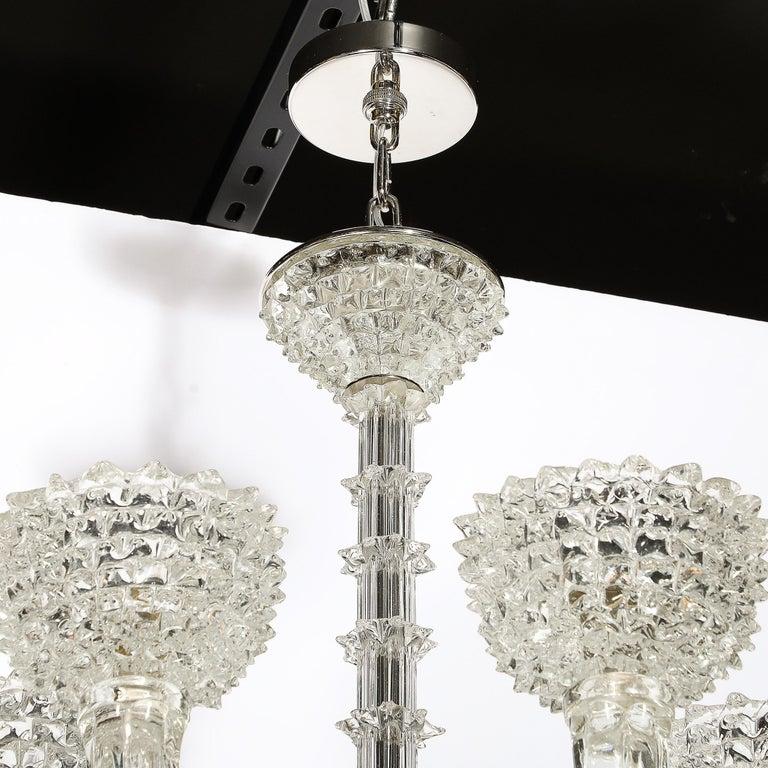 Italiano Lampadario a 5 bracci in vetro di Murano soffiato a mano di Barovier&Toso in vendita