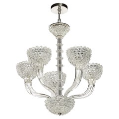Mid-Century 5 Arm Hand-Blown Murano Rostrato Glass Chandelier by Barovier Y Toso