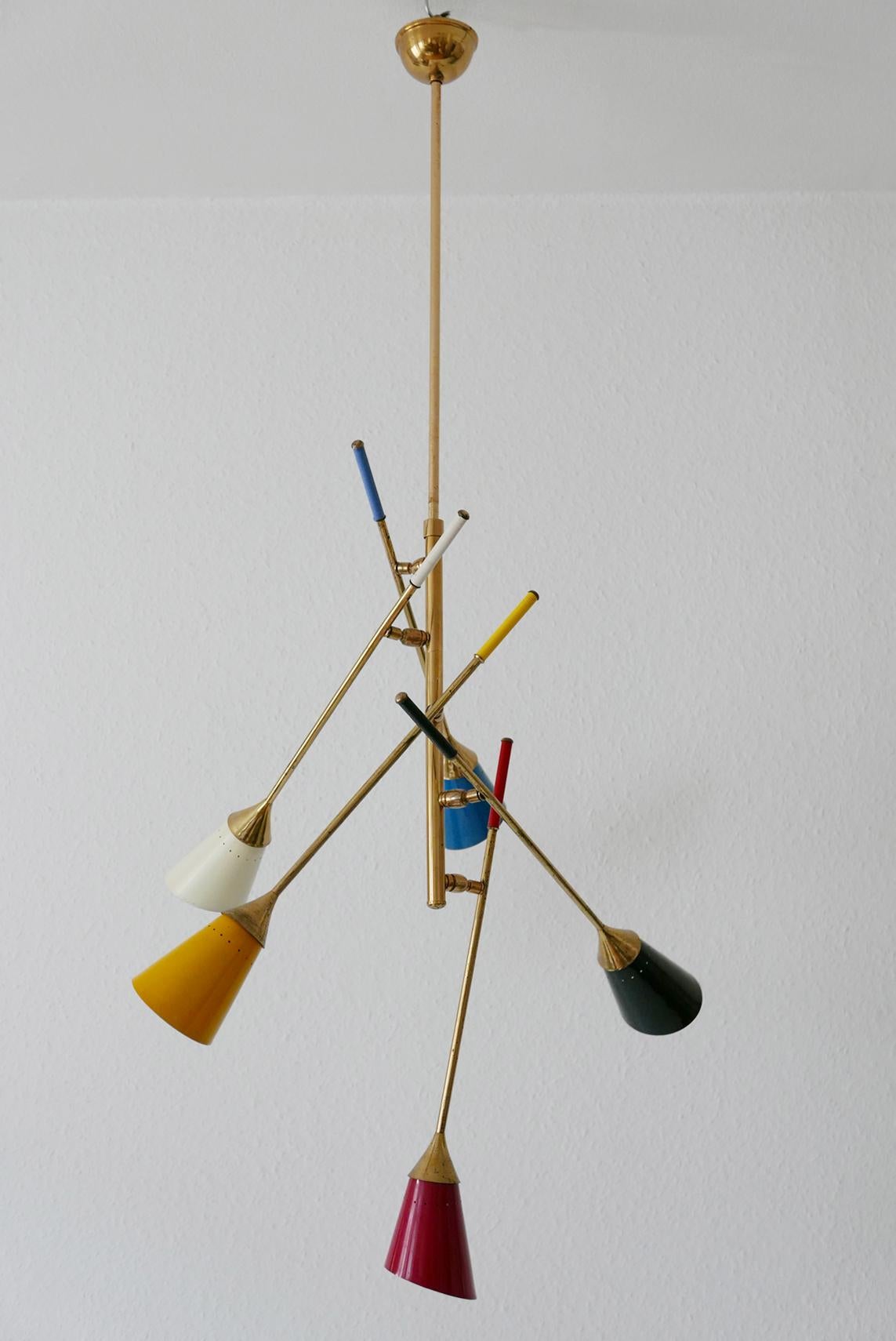 Midcentury 5-Arm Sputnik Chandelier or Pendant Lamp by Arredoluce, 1950s, Italy 2