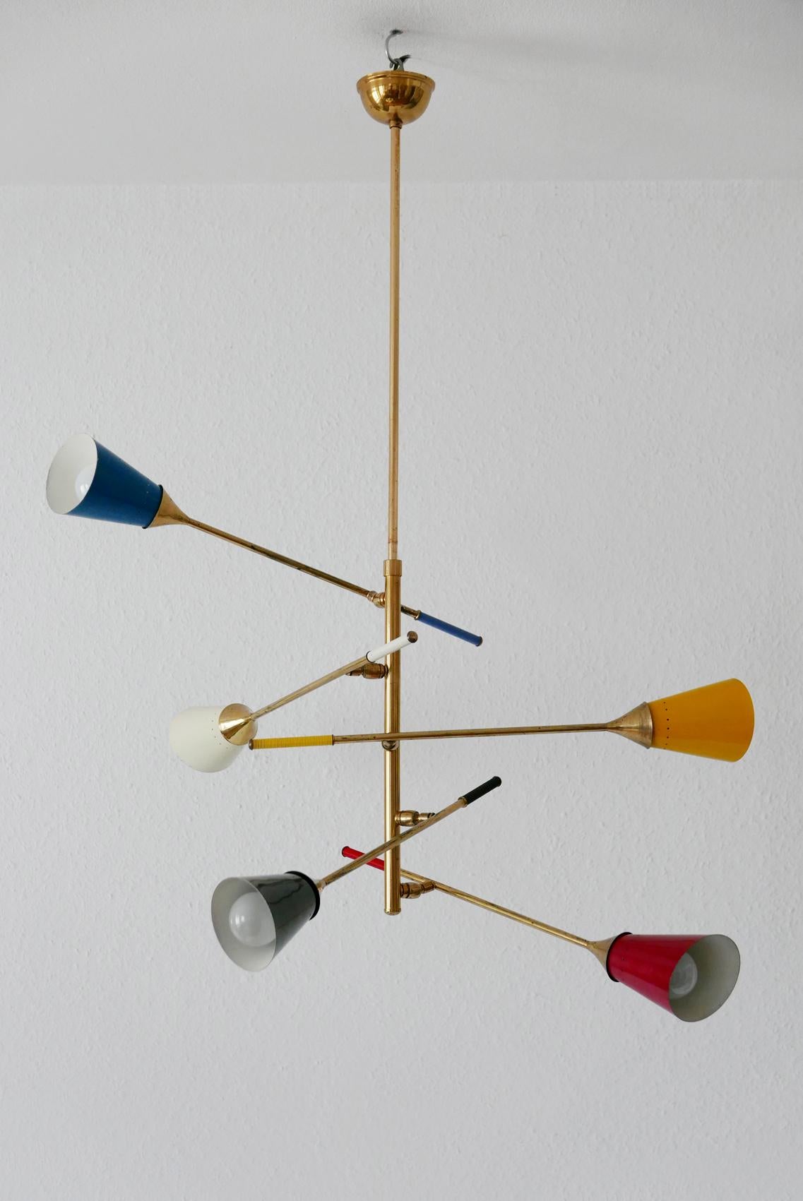 Midcentury 5-Arm Sputnik Chandelier or Pendant Lamp by Arredoluce, 1950s, Italy 3