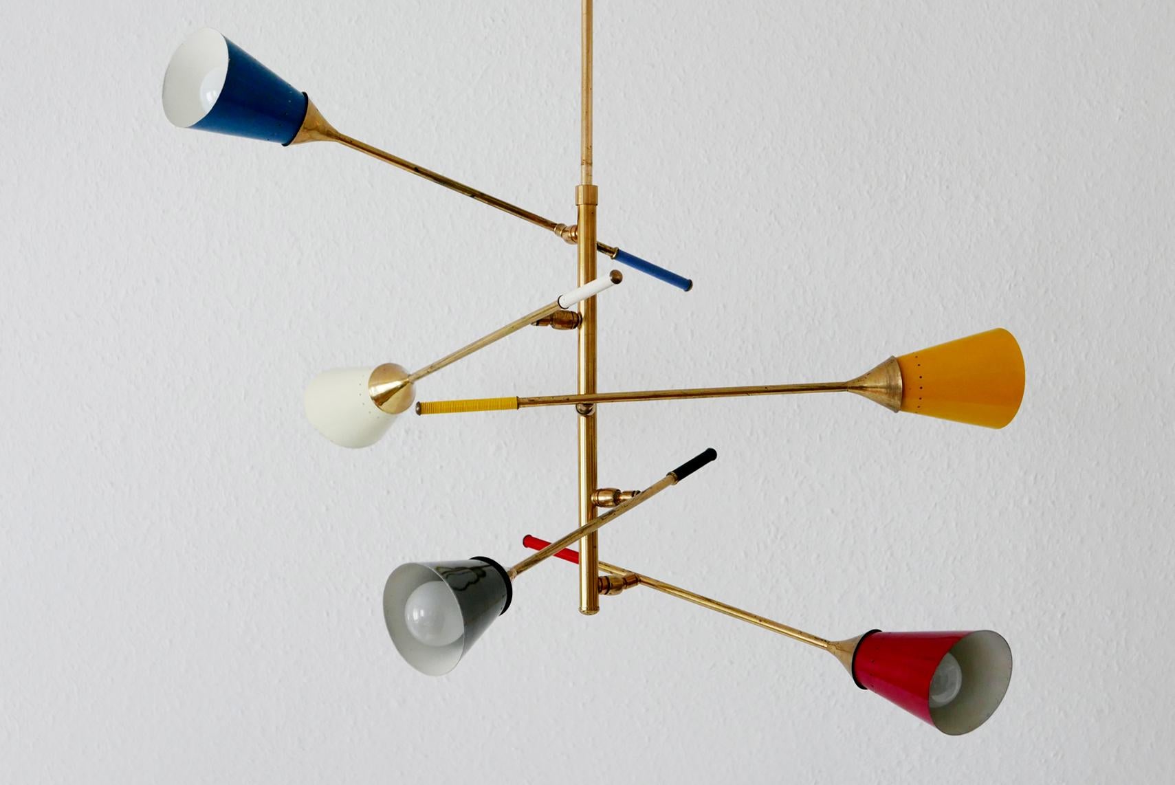 Midcentury 5-Arm Sputnik Chandelier or Pendant Lamp by Arredoluce, 1950s, Italy 4