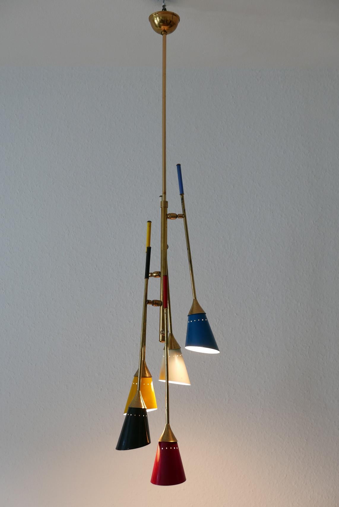 Midcentury 5-Arm Sputnik Chandelier or Pendant Lamp by Arredoluce, 1950s, Italy 6