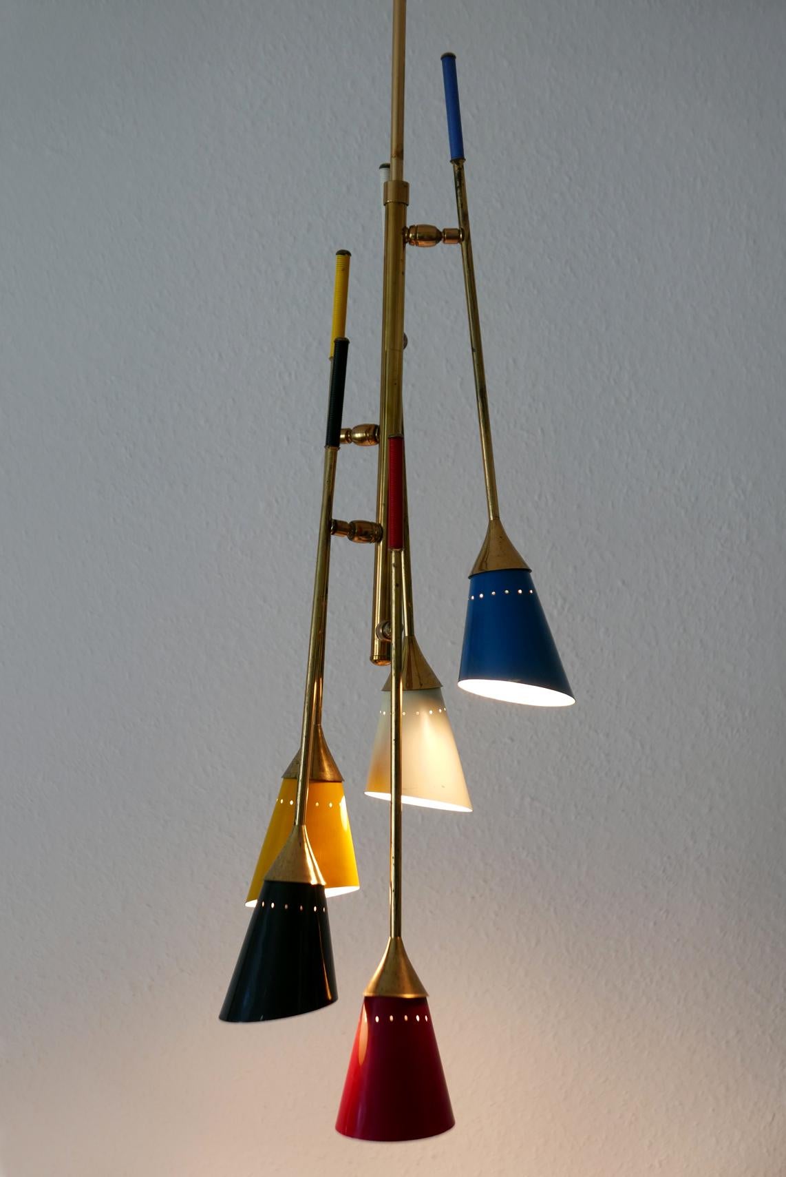 Midcentury 5-Arm Sputnik Chandelier or Pendant Lamp by Arredoluce, 1950s, Italy 7