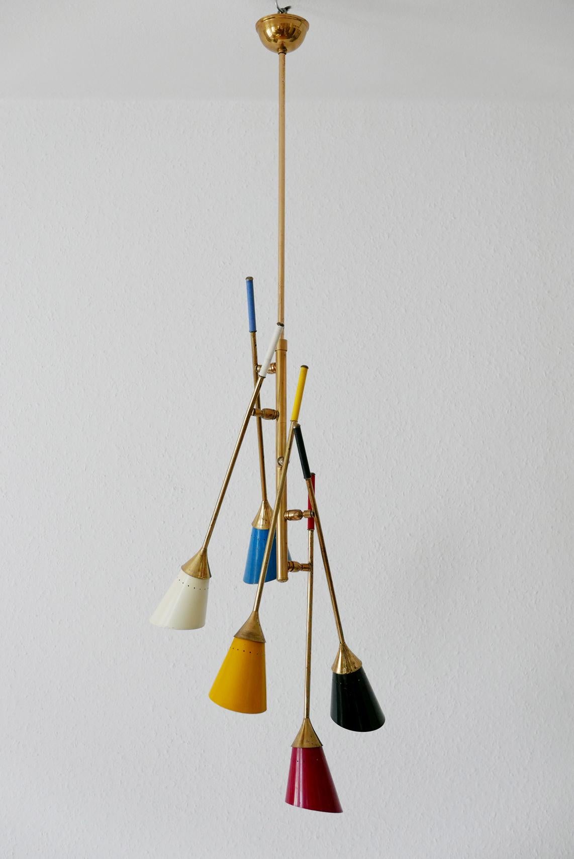 Mid-Century Modern Midcentury 5-Arm Sputnik Chandelier or Pendant Lamp by Arredoluce, 1950s, Italy